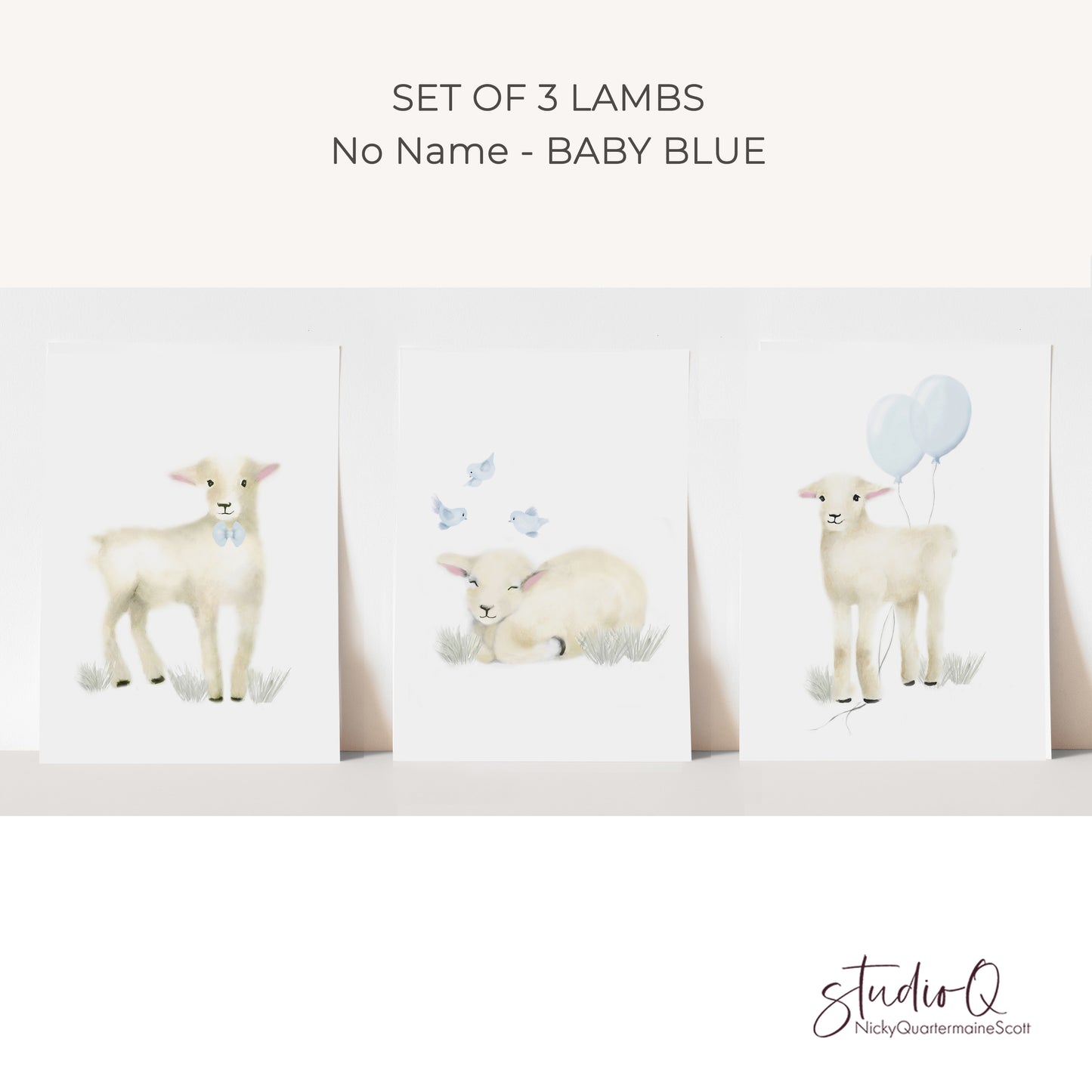 Baby Lamb Nursery Art Prints - Set of 3