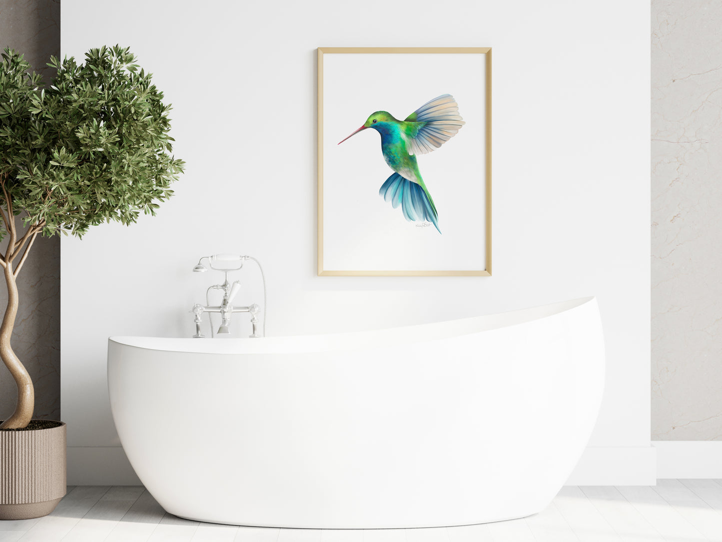 Blue and Green Hummingbird Art Print