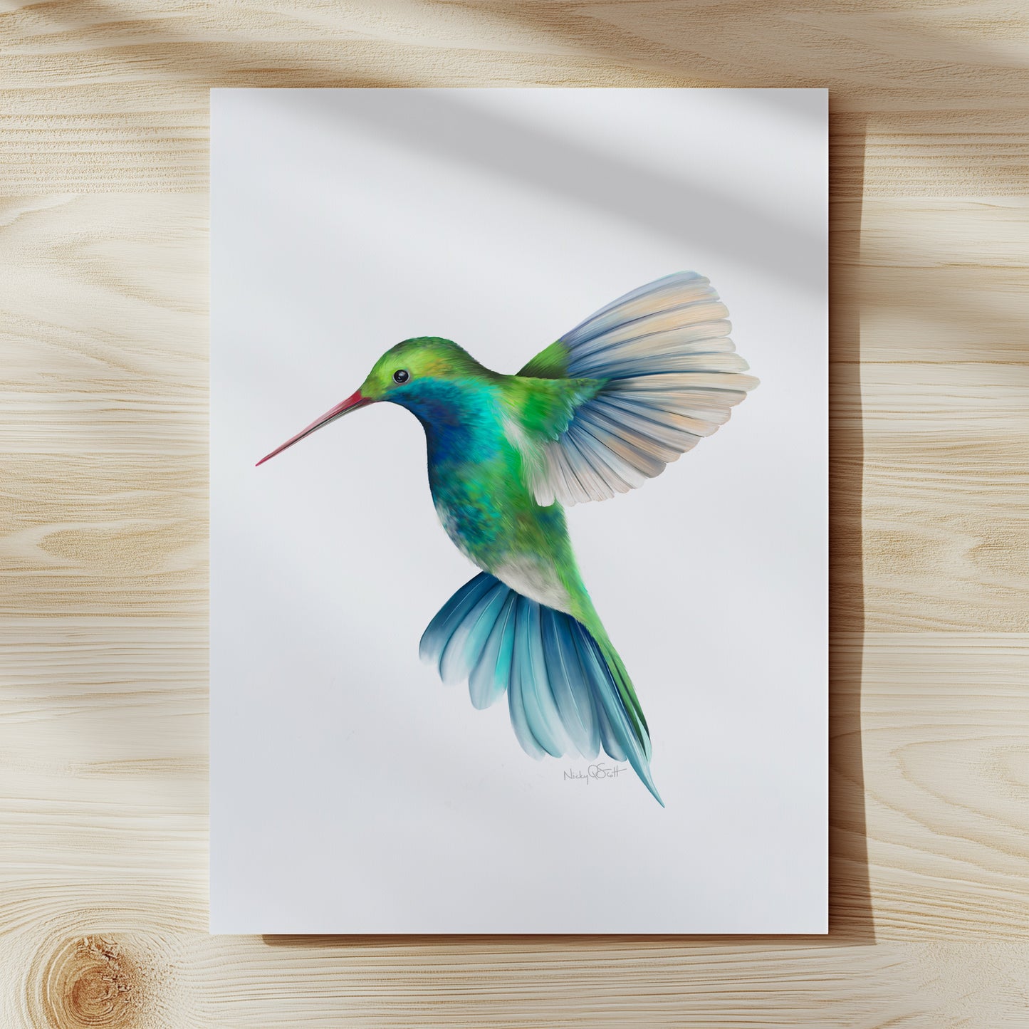 Blue and Green Hummingbird Art Print
