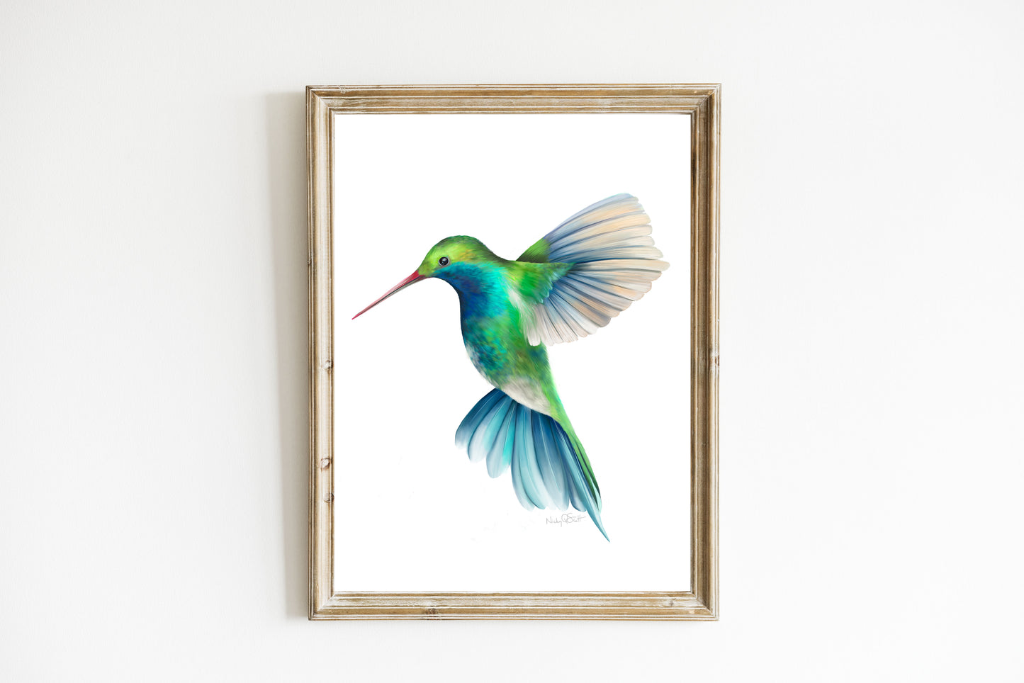 Blue and Green Hummingbird Art Print