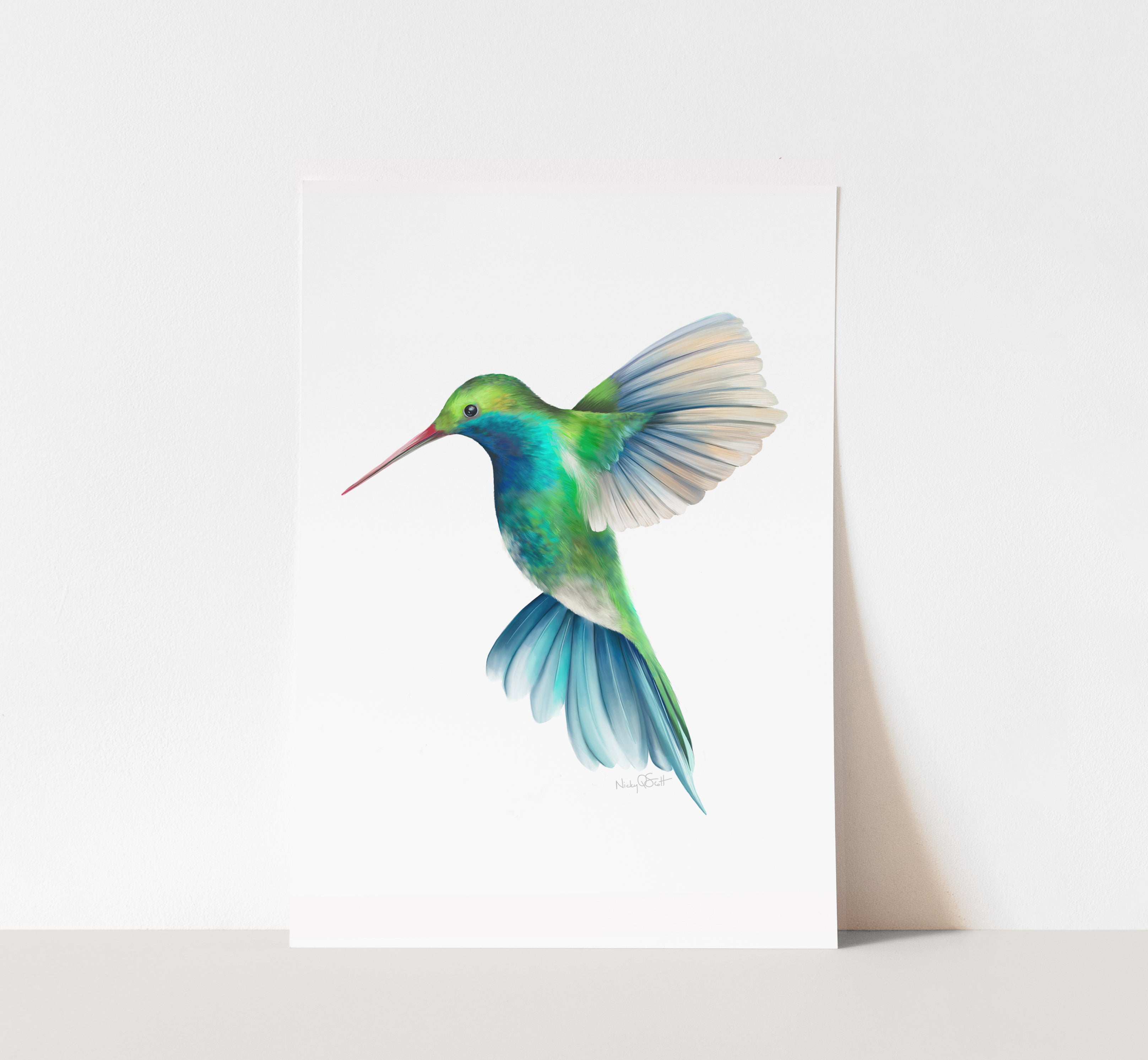 Blue and Green Hummingbird Art Print – Studio Q - Art by Nicky