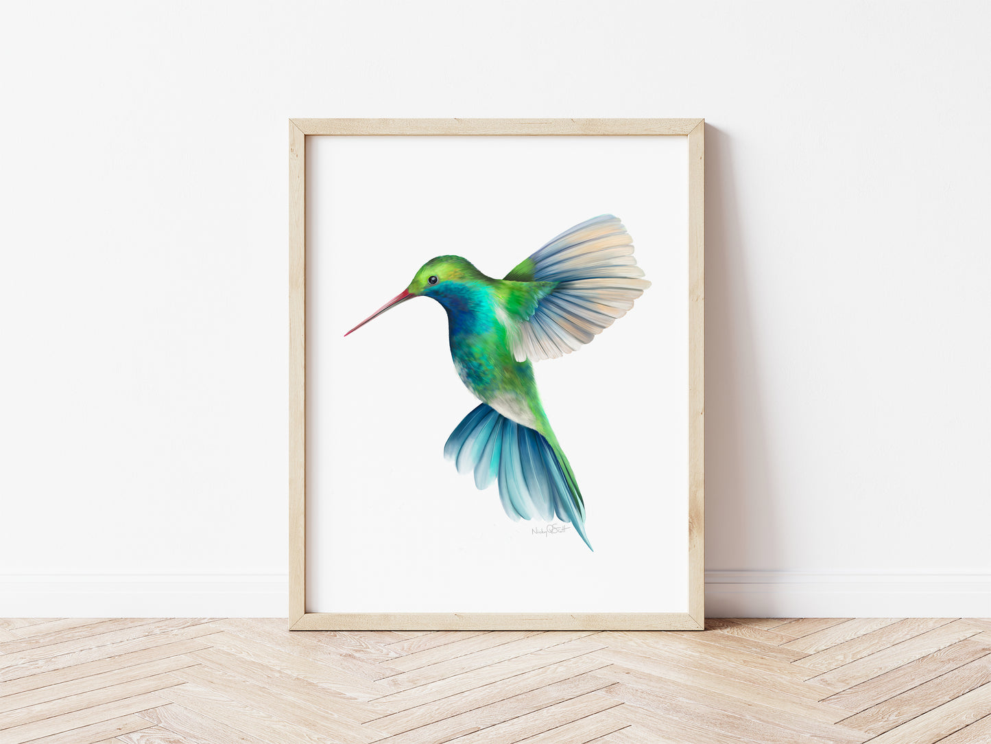 Blue and Green Hummingbird Art Print