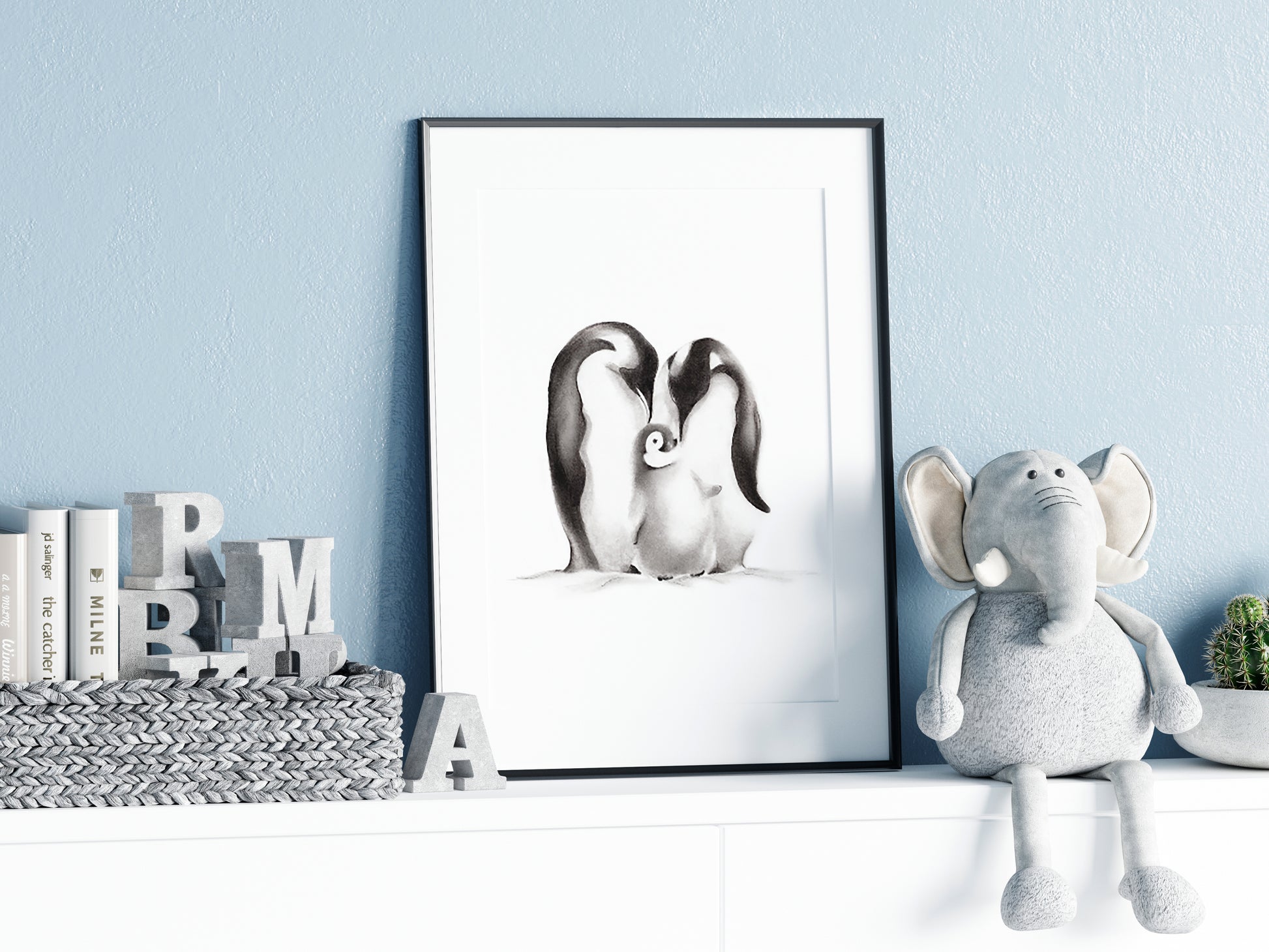 Penguin Family Drawing Print - Studio Q - Art by Nicky Quartermaine Scott