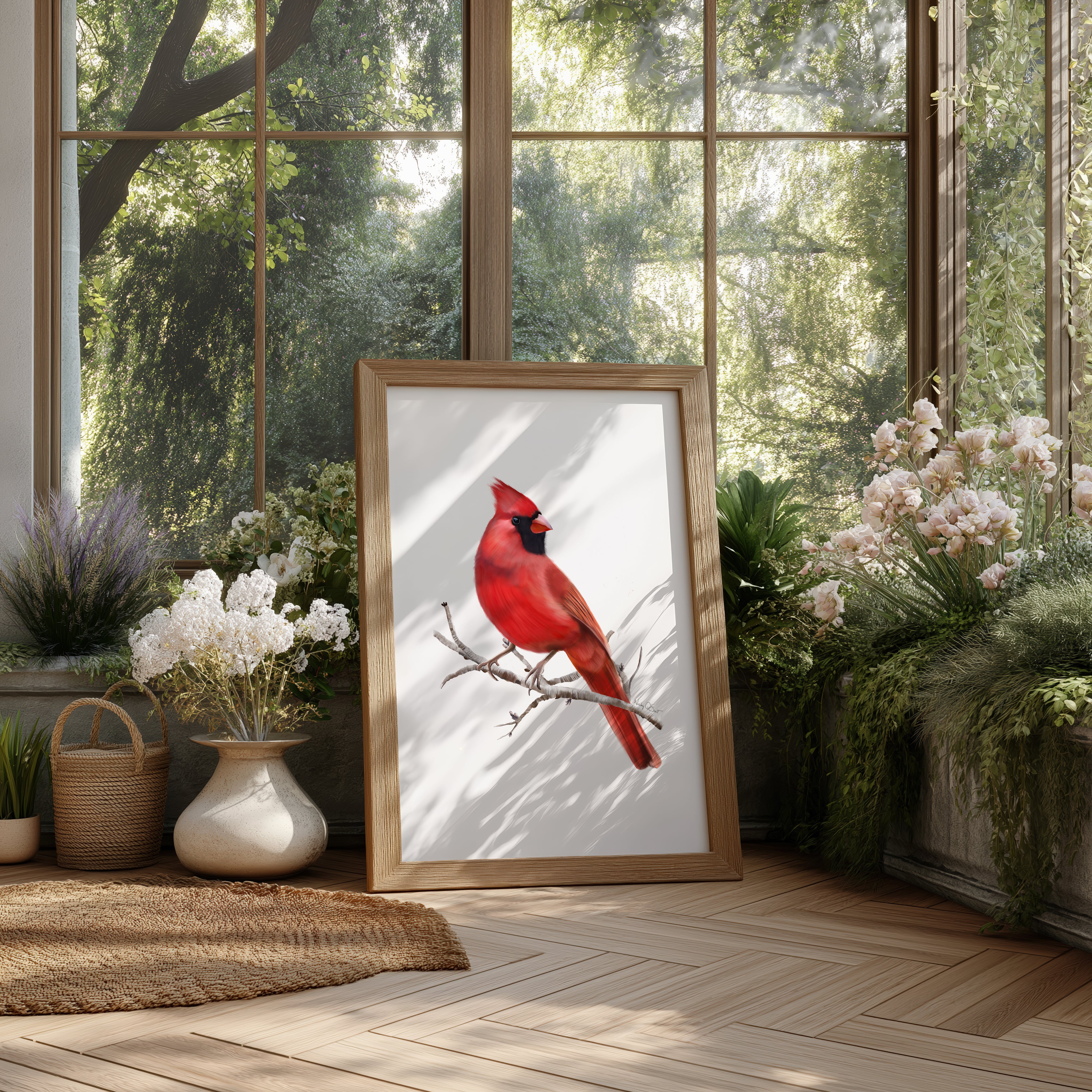 Cardinal Bird on Branch Art Print – Studio Q - Art by Nicky