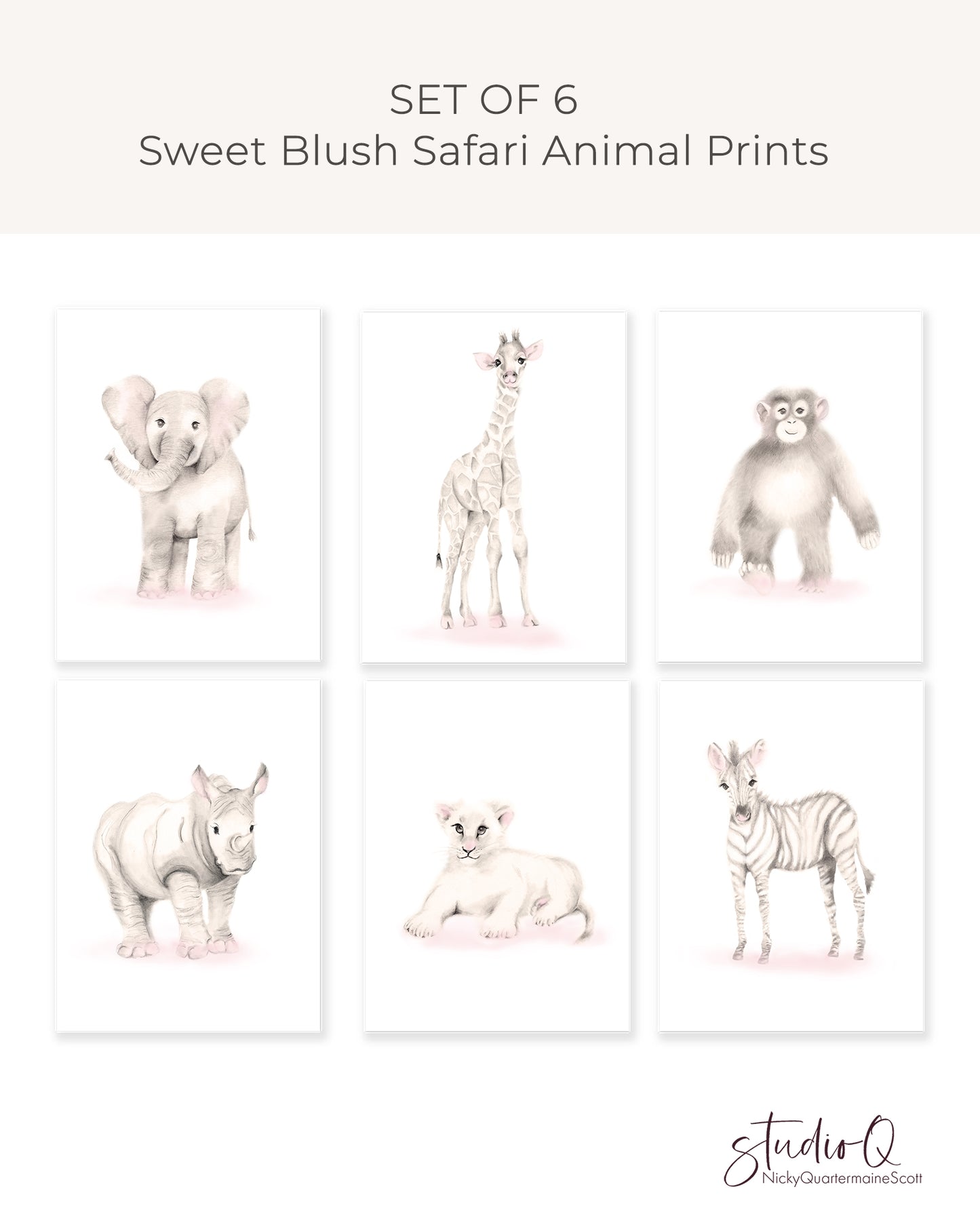 Safari Animal Prints Set 6 - Sweet Blush