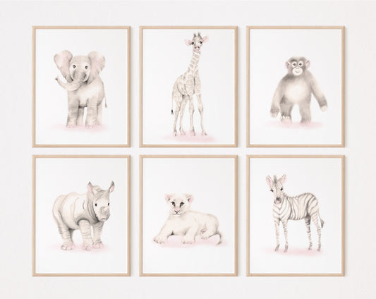 Safari Animal Prints Set 6 - Sweet Blush