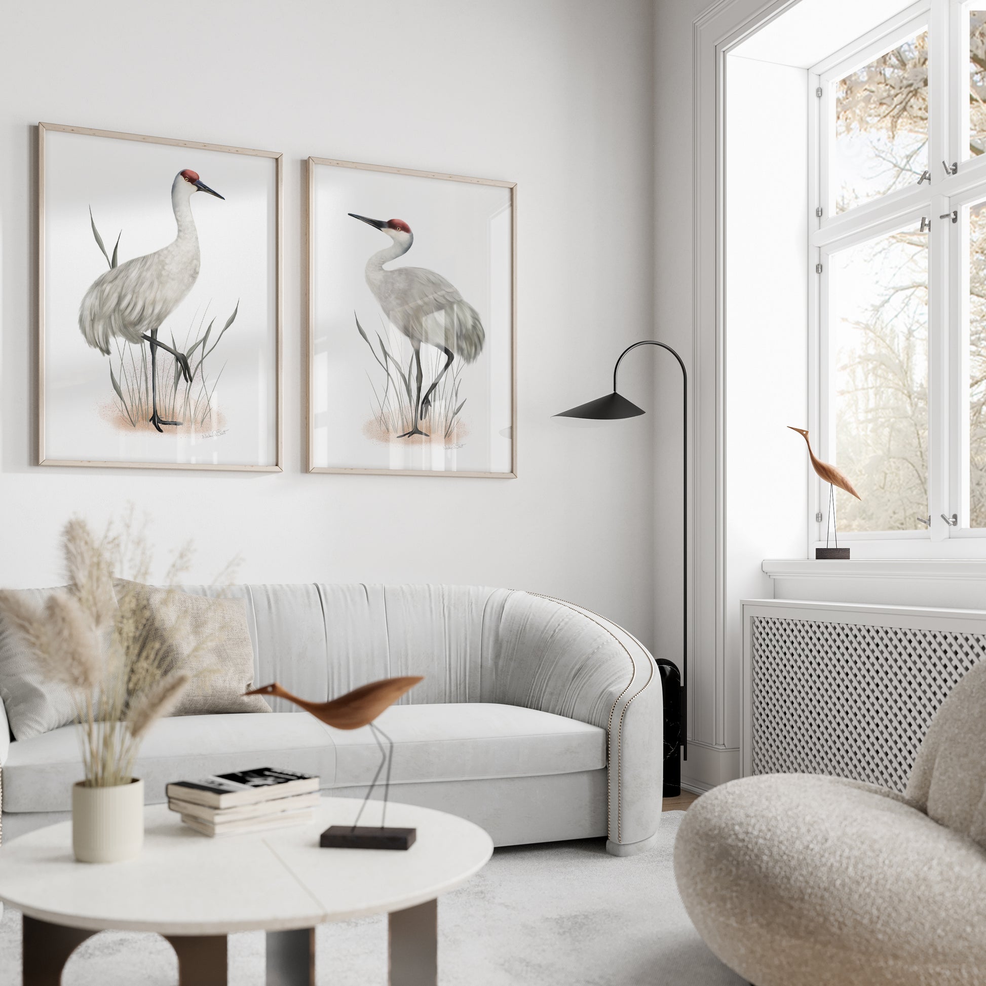 Sandhill Crane Bird Art Prints - Set of 2 - Studio Q - Art by Nicky Quartermaine Scott