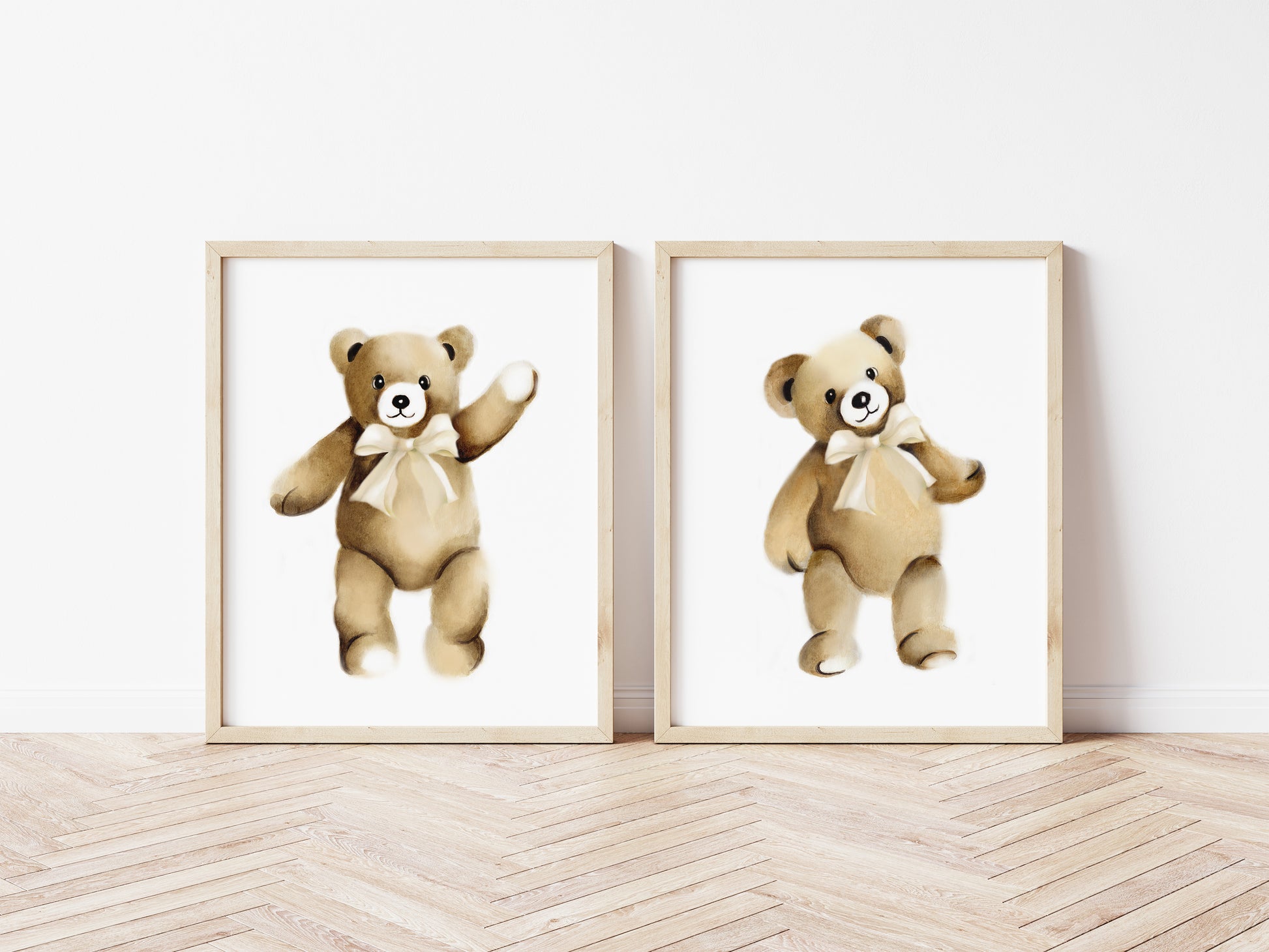 Teddy Bear Nursery Prints - Set of 2 - Studio Q - Art by Nicky Quartermaine Scott