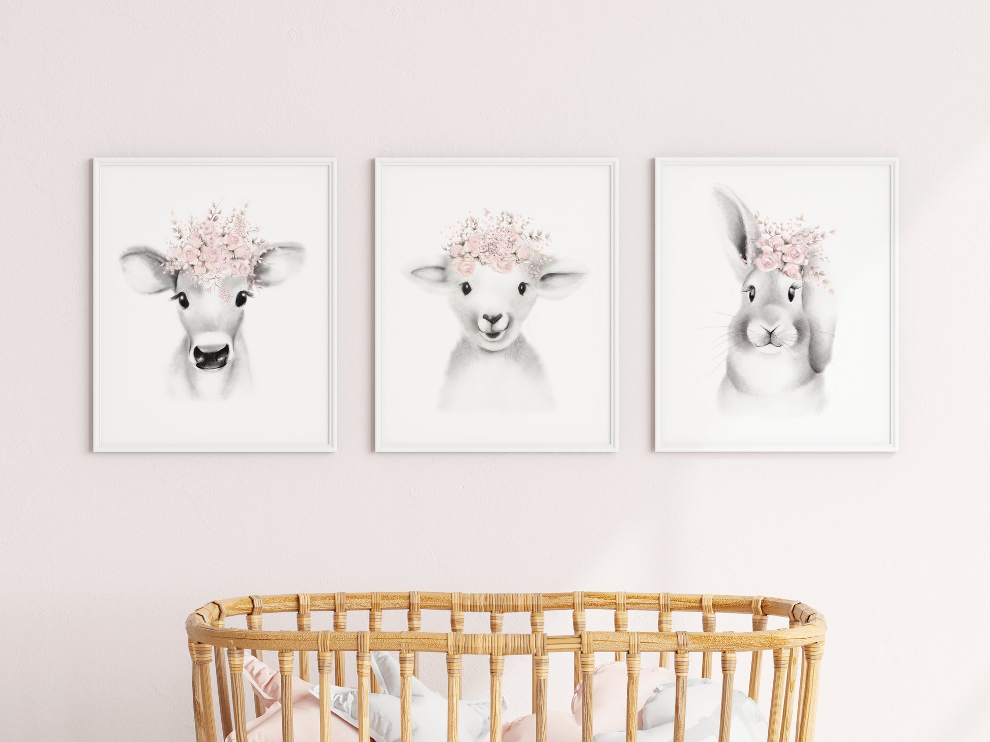Baby Animal Flower Crown Prints - Set of 3 - Studio Q - Art by Nicky Quartermaine Scott