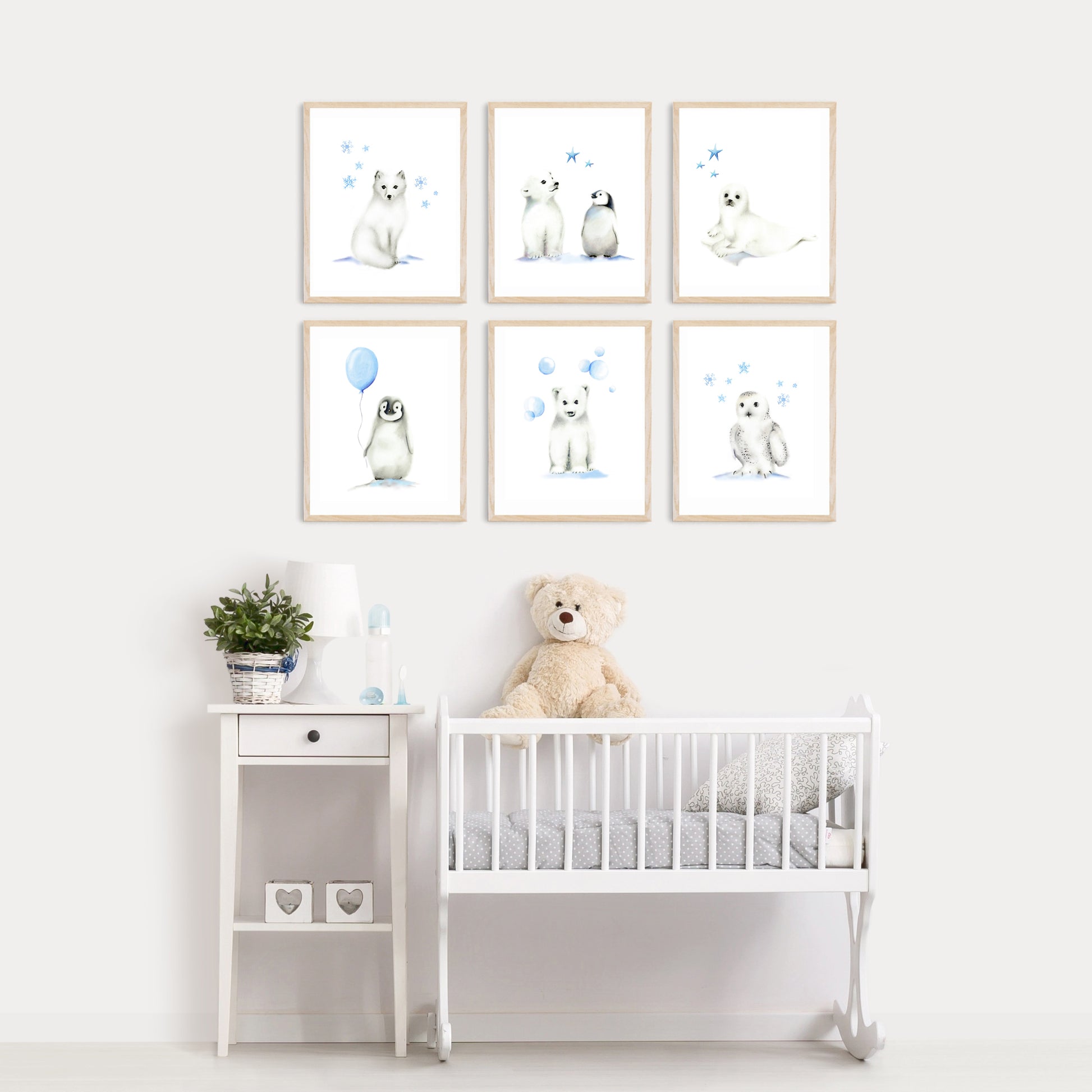 Arctic Animal Art Prints - Set of 6 - Studio Q - Art by Nicky Quartermaine Scott