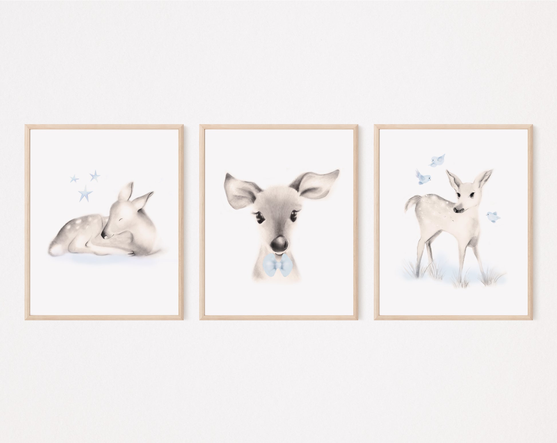 Deer Nursery Prints - Set of 3 - Studio Q - Art by Nicky Quartermaine Scott