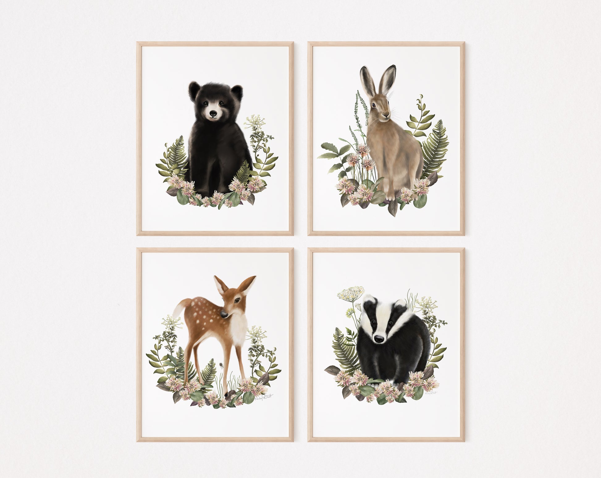 Bramble Friends Nursery Art Prints - Set of 4- Studio Q - Art by Nicky Quartermaine Scott