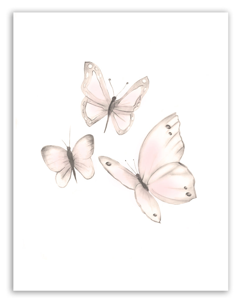Pink Butterflies Print 1 - Sweet Blush - Studio Q - Art by Nicky Quartermaine Scott