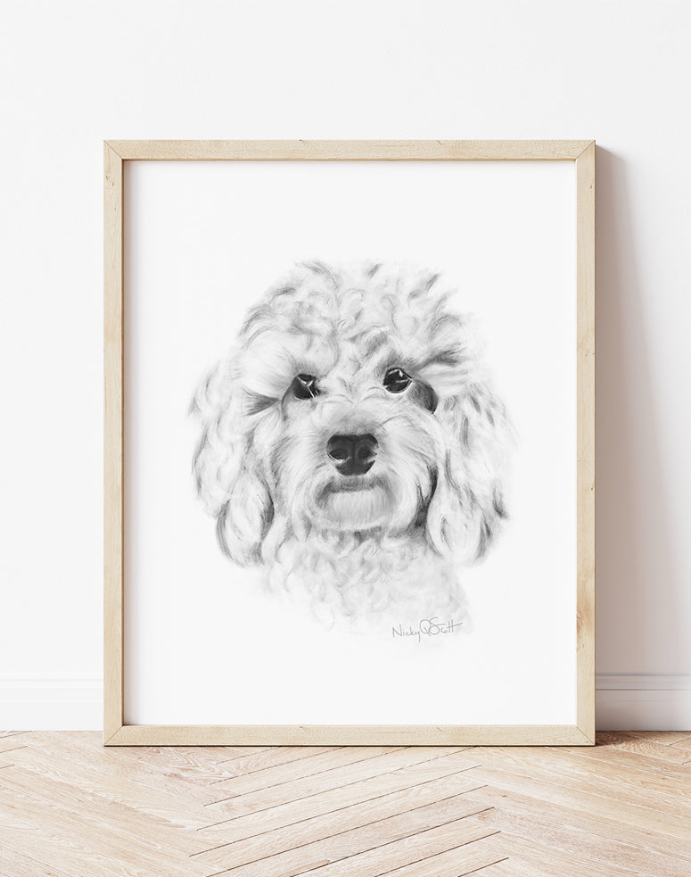 Cavapoo Puppy Pencil Drawing Print – Studio Q - Art by Nicky ...