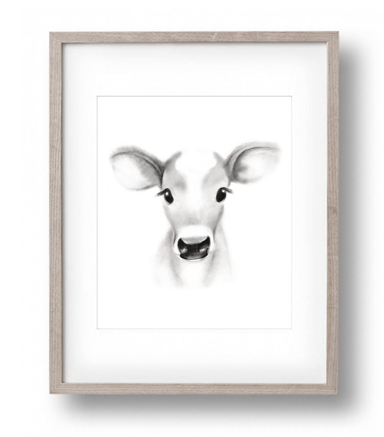 Cow Sketch Fluffy Face Print - Studio Q - Art by Nicky Quartermaine Scott