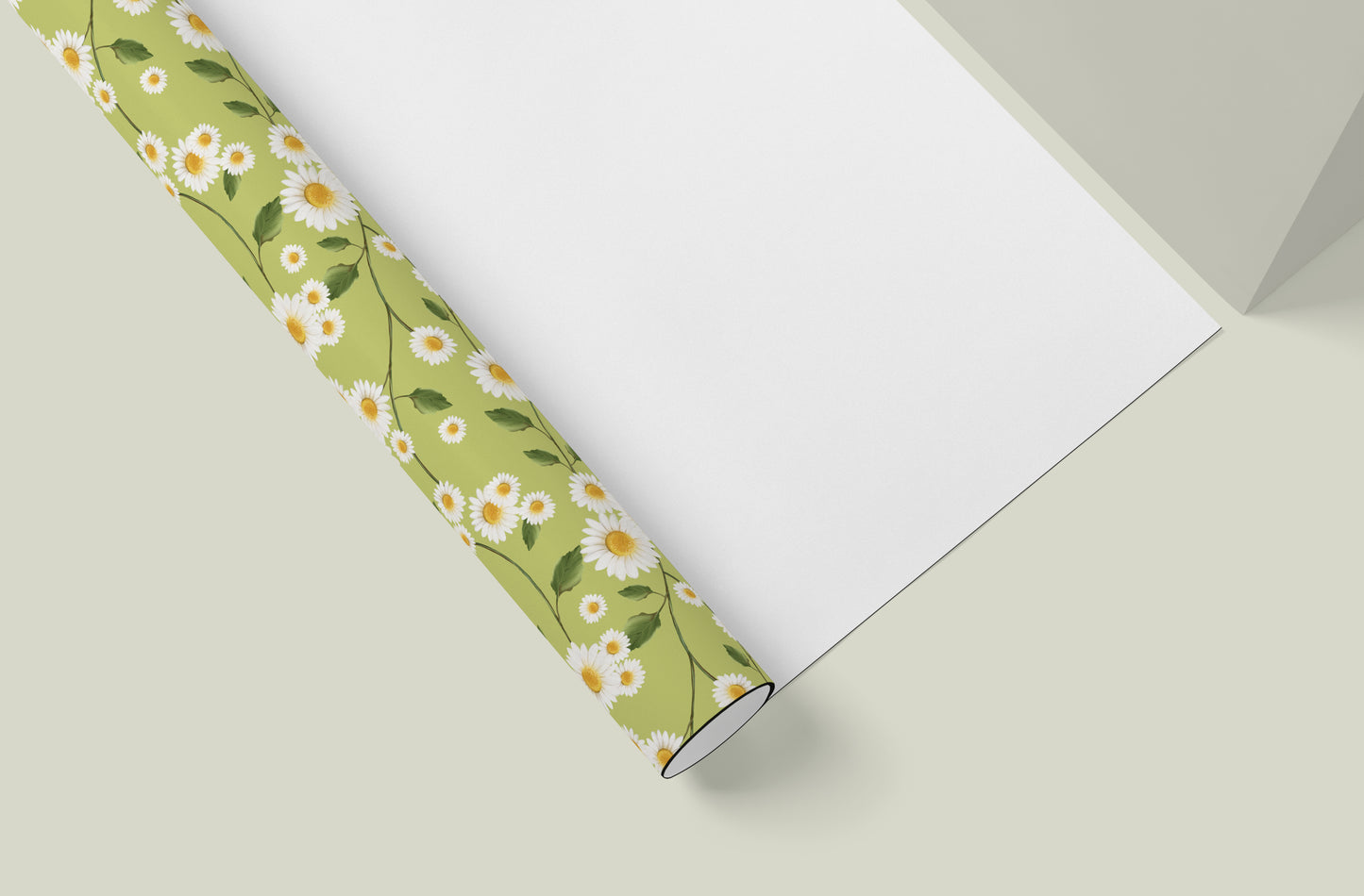 Daisy Flowers in Green Wrapping Paper- Studio Q - Art by Nicky Quartermaine Scott