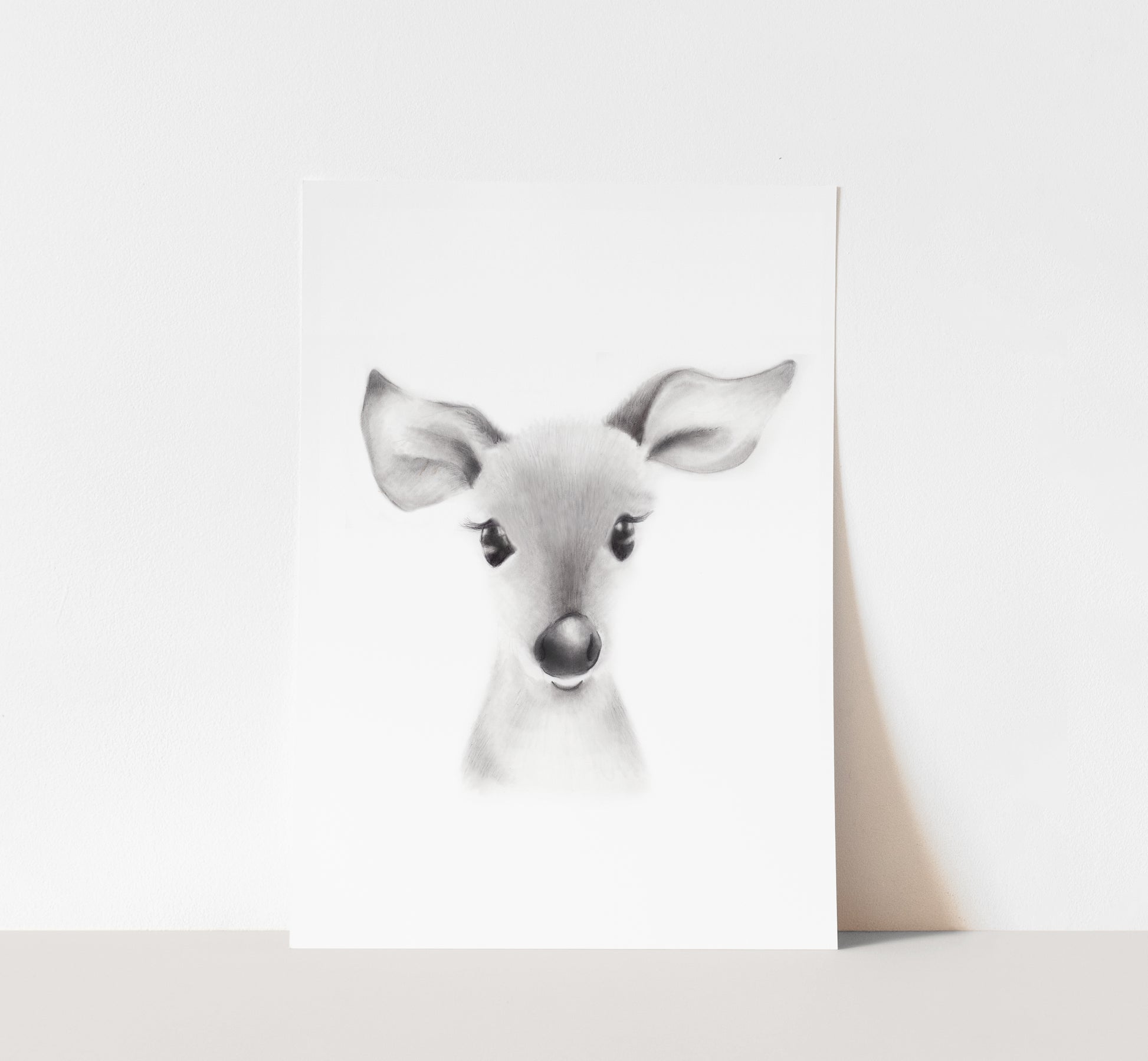 Deer Sketch Fluffy Face Print - Studio Q - Art by Nicky Quartermaine Scott