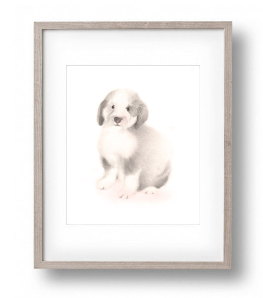 Puppy 2 Nursery Art Print - Sweet Blush - Studio Q - Art by Nicky Quartermaine Scott