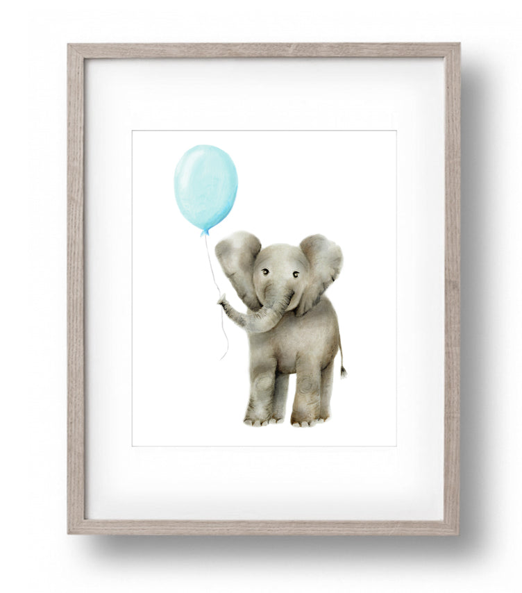 Baby Elephant with Round Balloon - Studio Q - Art by Nicky Quartermaine Scott