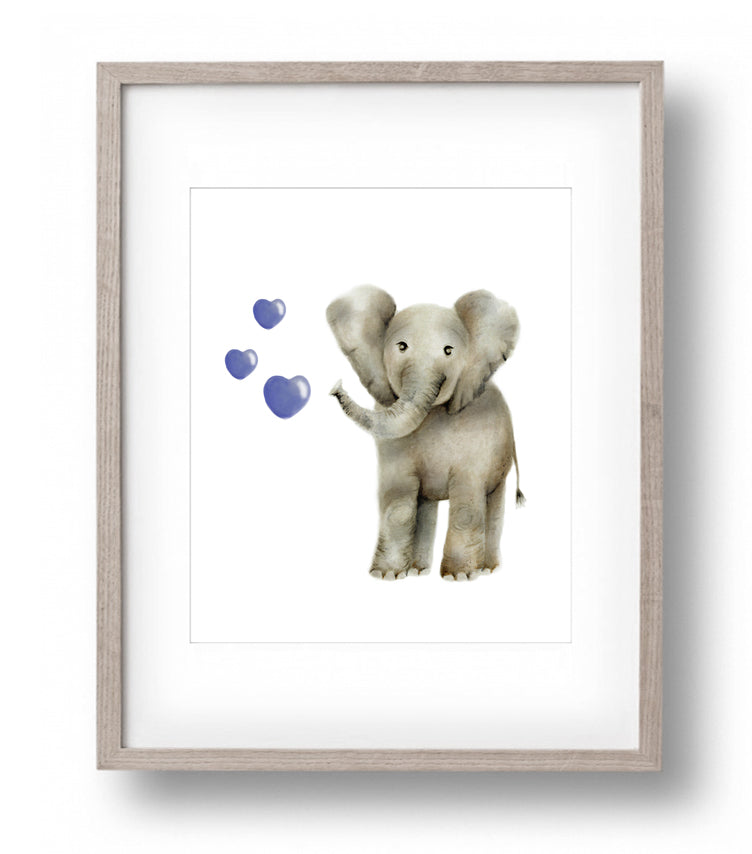 Baby Elephant with Hearts - Studio Q - Art by Nicky Quartermaine Scott