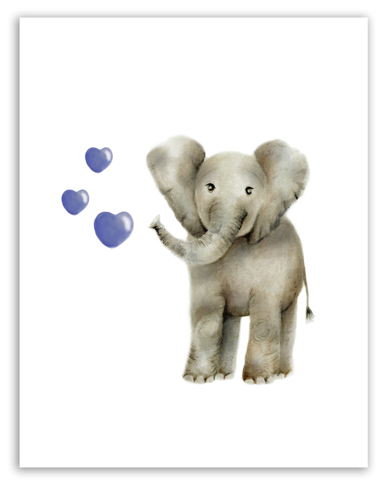 Baby Elephant with Hearts - Studio Q - Art by Nicky Quartermaine Scott