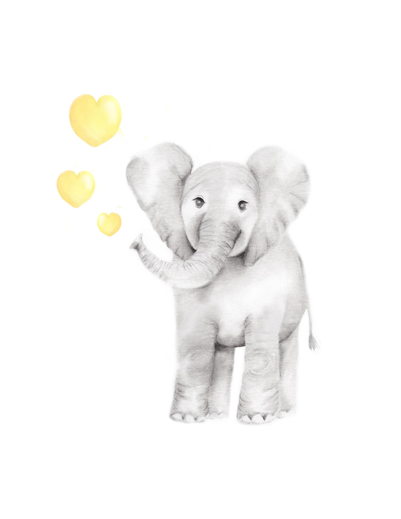 Elephants with Hearts Nursery Art Prints - Set of 3 - Studio Q - Art by Nicky Quartermaine Scott