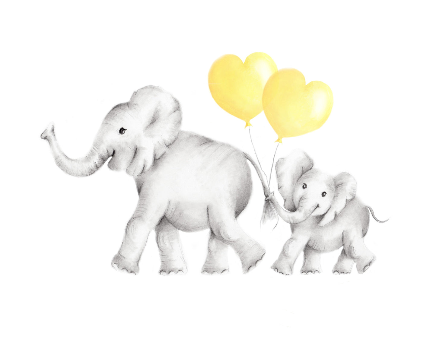 Elephants with Hearts Nursery Art Prints - Set of 3 - Studio Q - Art by Nicky Quartermaine Scott