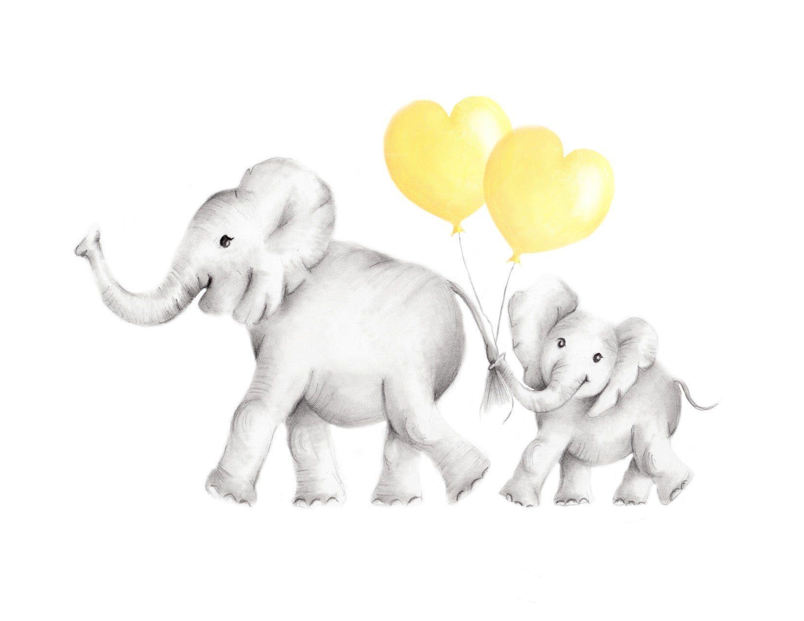 Elephants with Hearts Nursery Art Prints - Set of 3 - Studio Q - Art by Nicky Quartermaine Scott