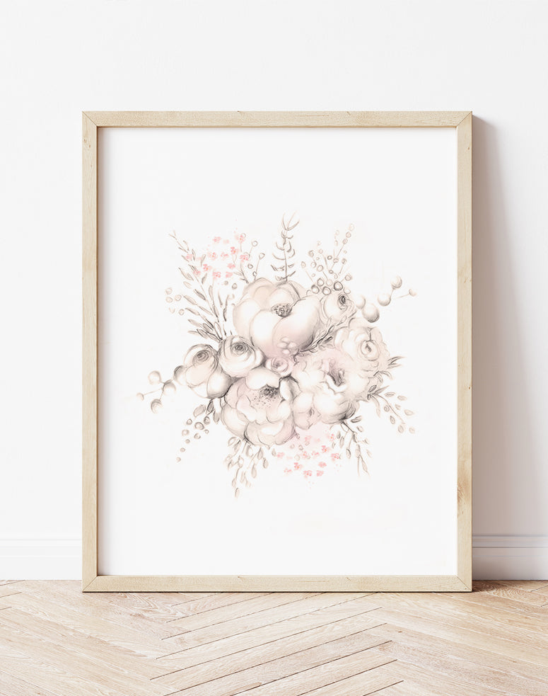 Flower 1 Art Print - Sweet Blush - Studio Q - Art by Nicky Quartermaine Scott