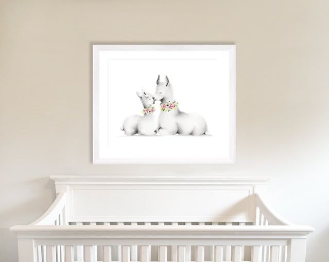 Llama Mama and Baby Print - Studio Q - Art by Nicky Quartermaine Scott