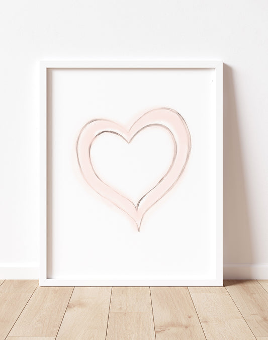 Love Heart Nursery Print in Sweet Blush- Studio Q - Art by Nicky Quartermaine Scott