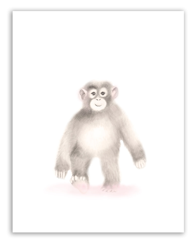 Monkey Nursery Art Print - Sweet Blush - Studio Q - Art by Nicky Quartermaine Scott