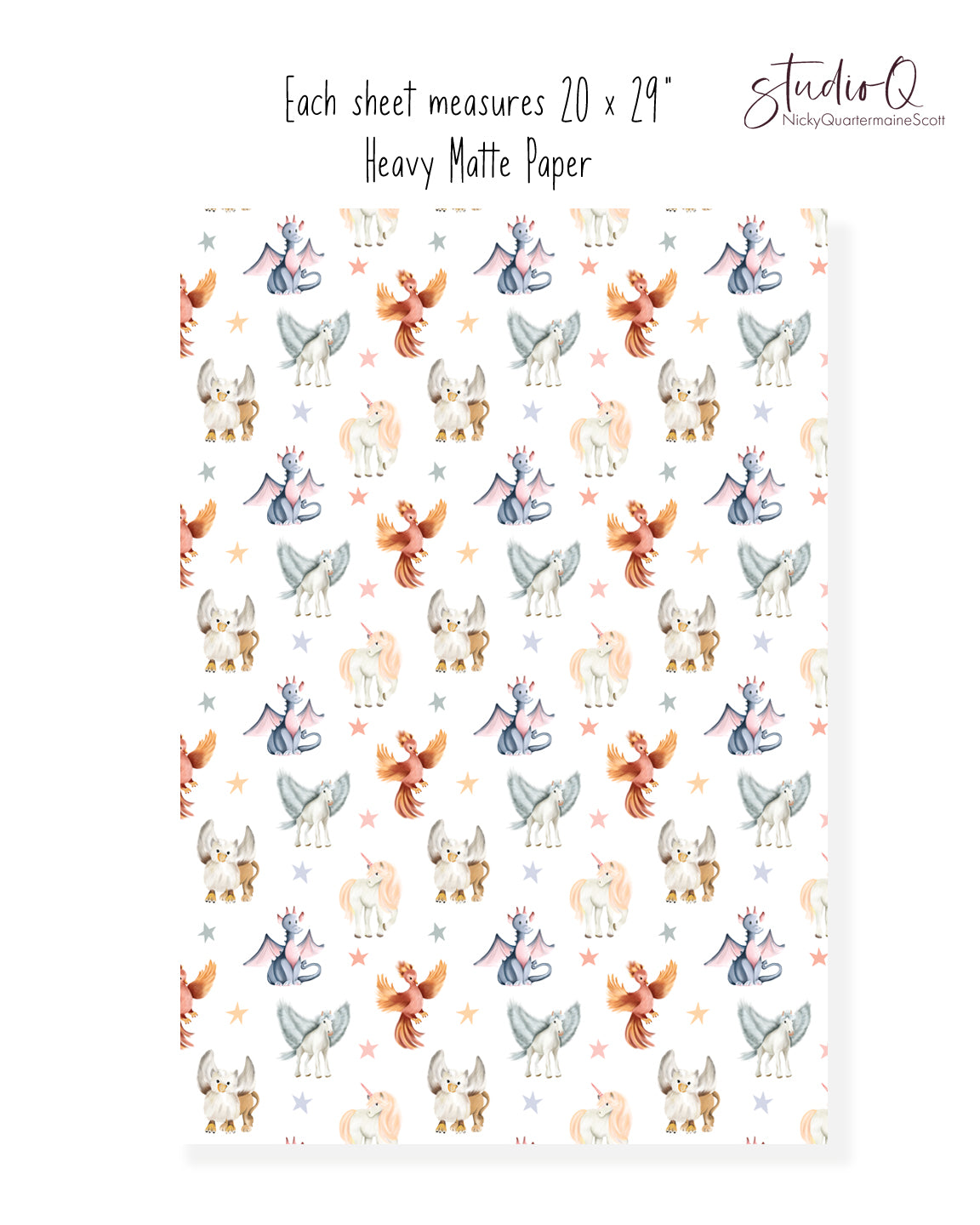 Mythical Creatures Wrapping Paper - Studio Q - Art by Nicky Quartermaine Scott