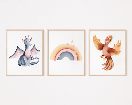 Mythical Baby Animal Prints -  Set of 3 - Studio Q - Art by Nicky Quartermaine Scott
