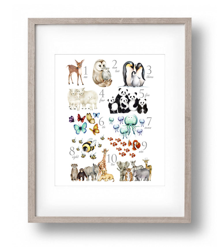 Animal Numbers Print - Studio Q - Art by Nicky Quartermaine Scott