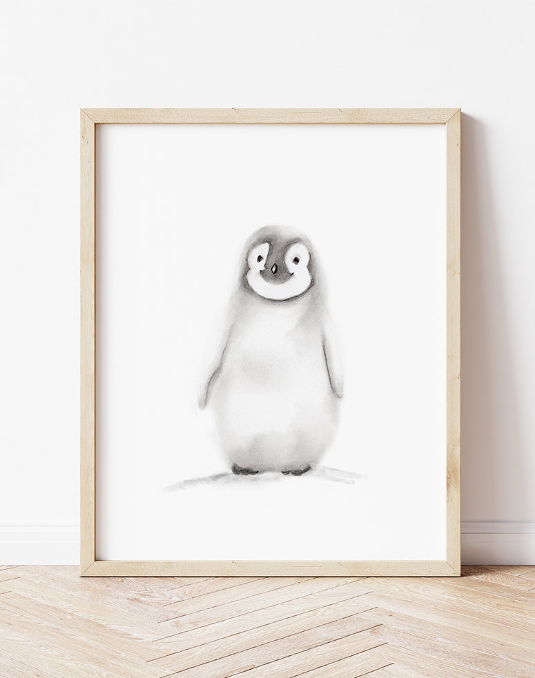 Penguin Pencil Drawing Print - Studio Q - Art by Nicky Quartermaine Scott