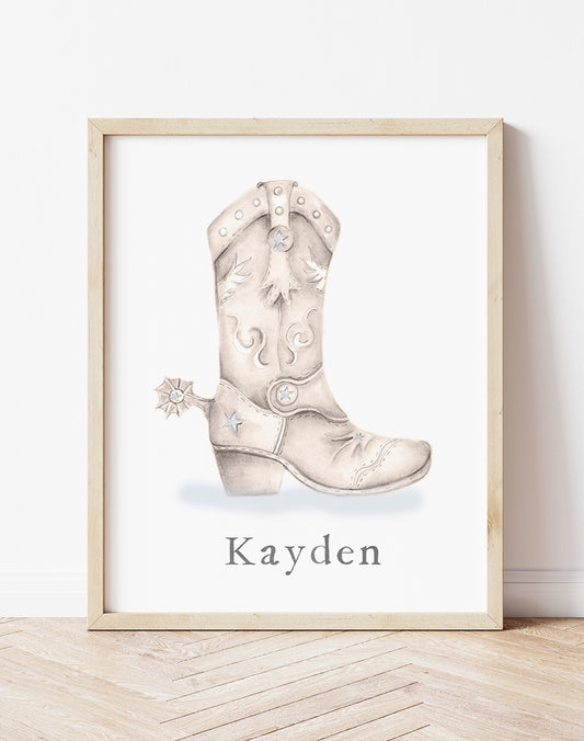 Personalized Cowboy Boot Print - Studio Q - Art by Nicky Quartermaine Scott