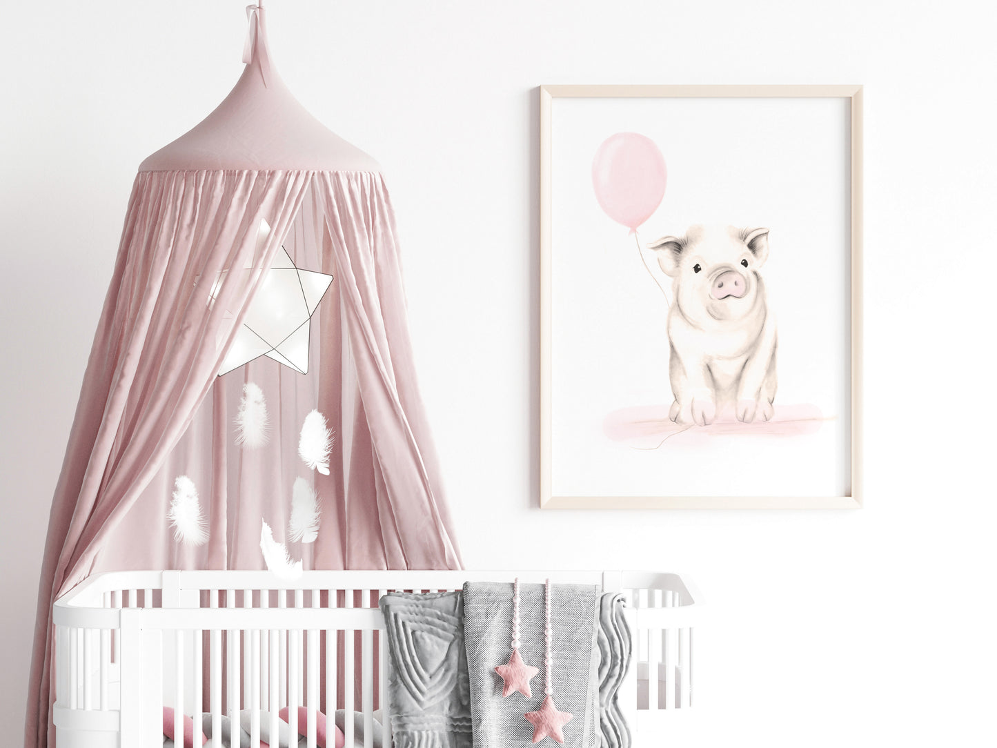 Baby Pig Nursery Print - Sweet Blush- Studio Q - Art by Nicky Quartermaine Scott