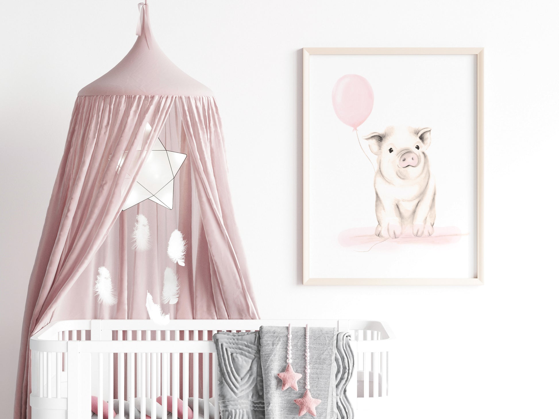Baby Pig Nursery Print - Sweet Blush- Studio Q - Art by Nicky Quartermaine Scott