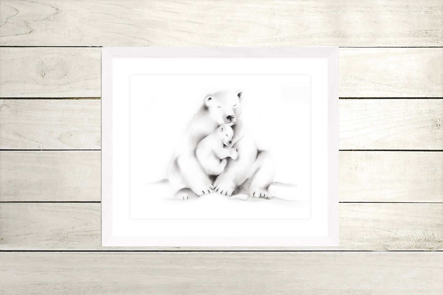 Polar Bear Family Pencil Drawing Print - Studio Q - Art by Nicky Quartermaine Scott
