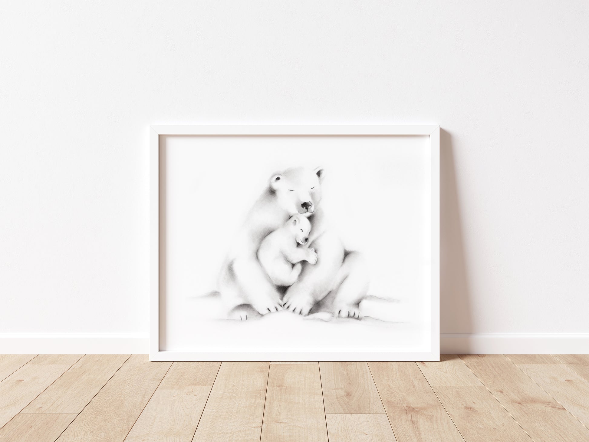 Polar Bear Family Pencil Drawing Print - Studio Q - Art by Nicky Quartermaine Scott