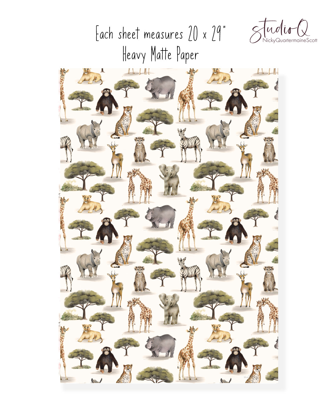 Safari Wild Wrapping Paper- Studio Q - Art by Nicky Quartermaine Scott