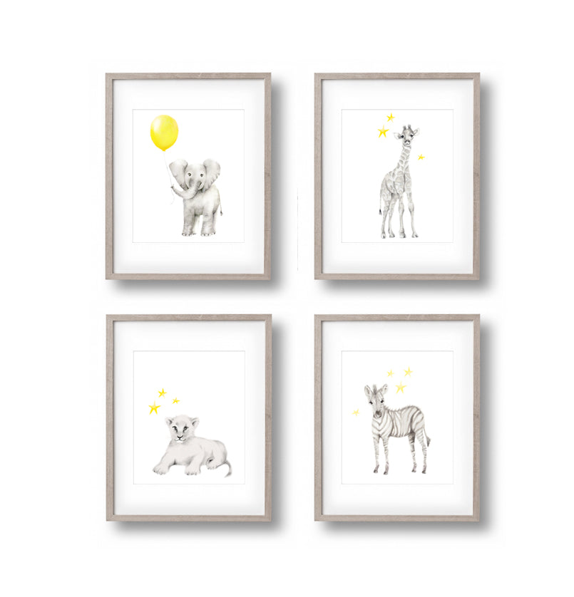 Safari Animal Art Prints - Set of 4 - Studio Q - Art by Nicky Quartermaine Scott