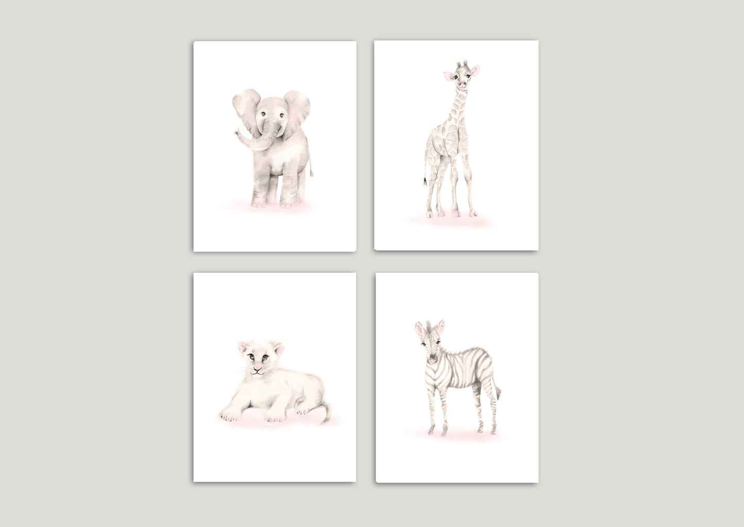 Safari Animal Prints - Set of 4 - Sweet Blush