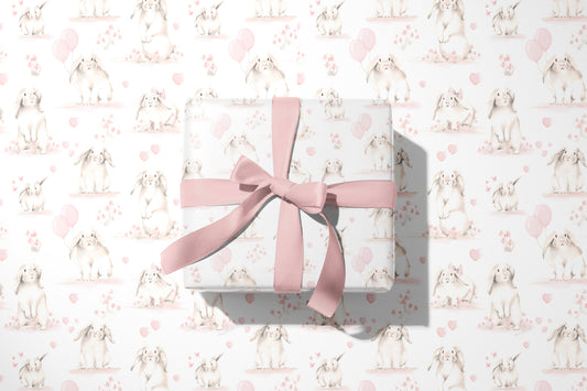 Sweet Blush Bunny Wrapping Paper - Studio Q - Art by Nicky Quartermaine Scott