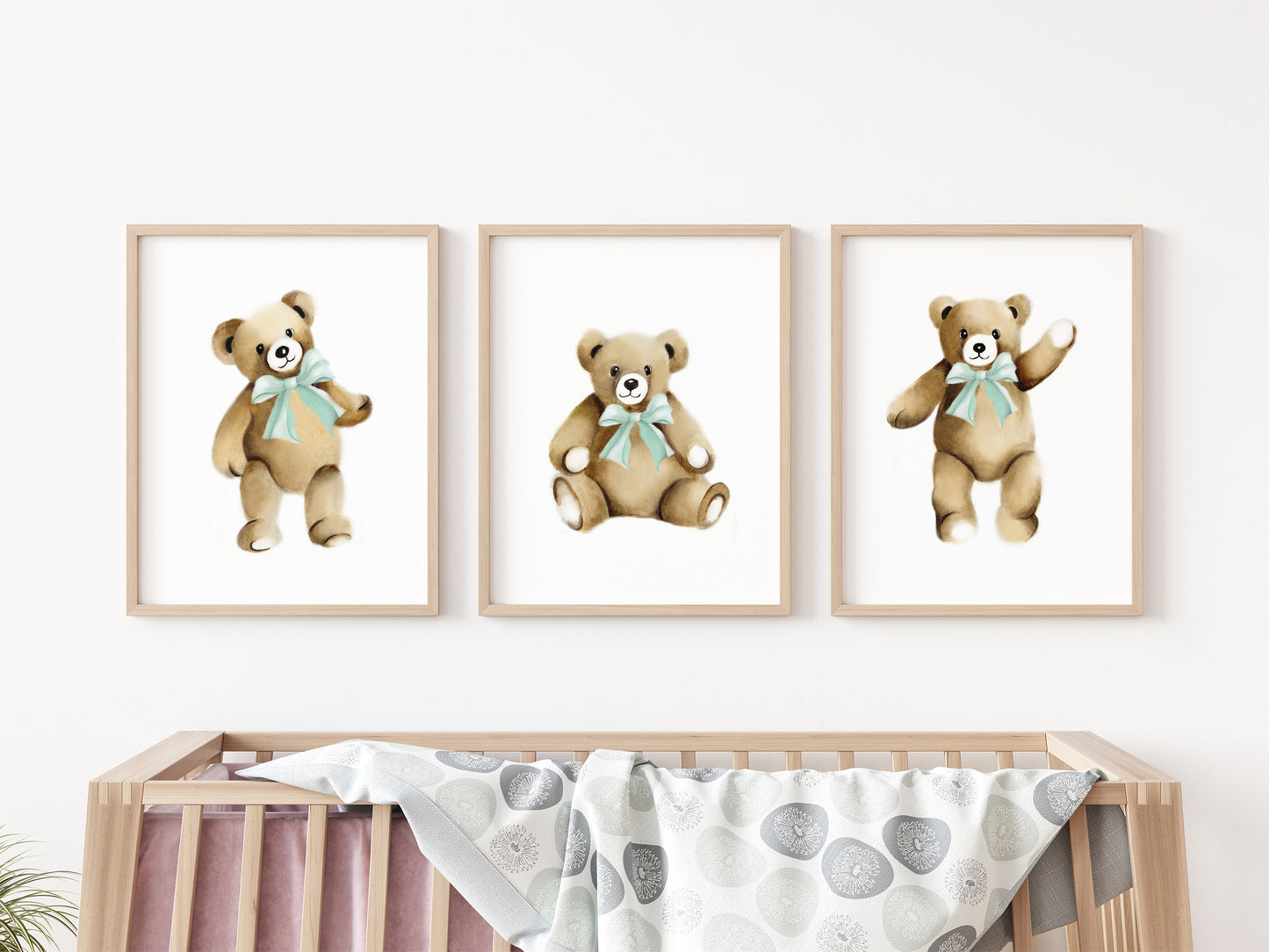 Teddies with Bows Prints - Set of 3
