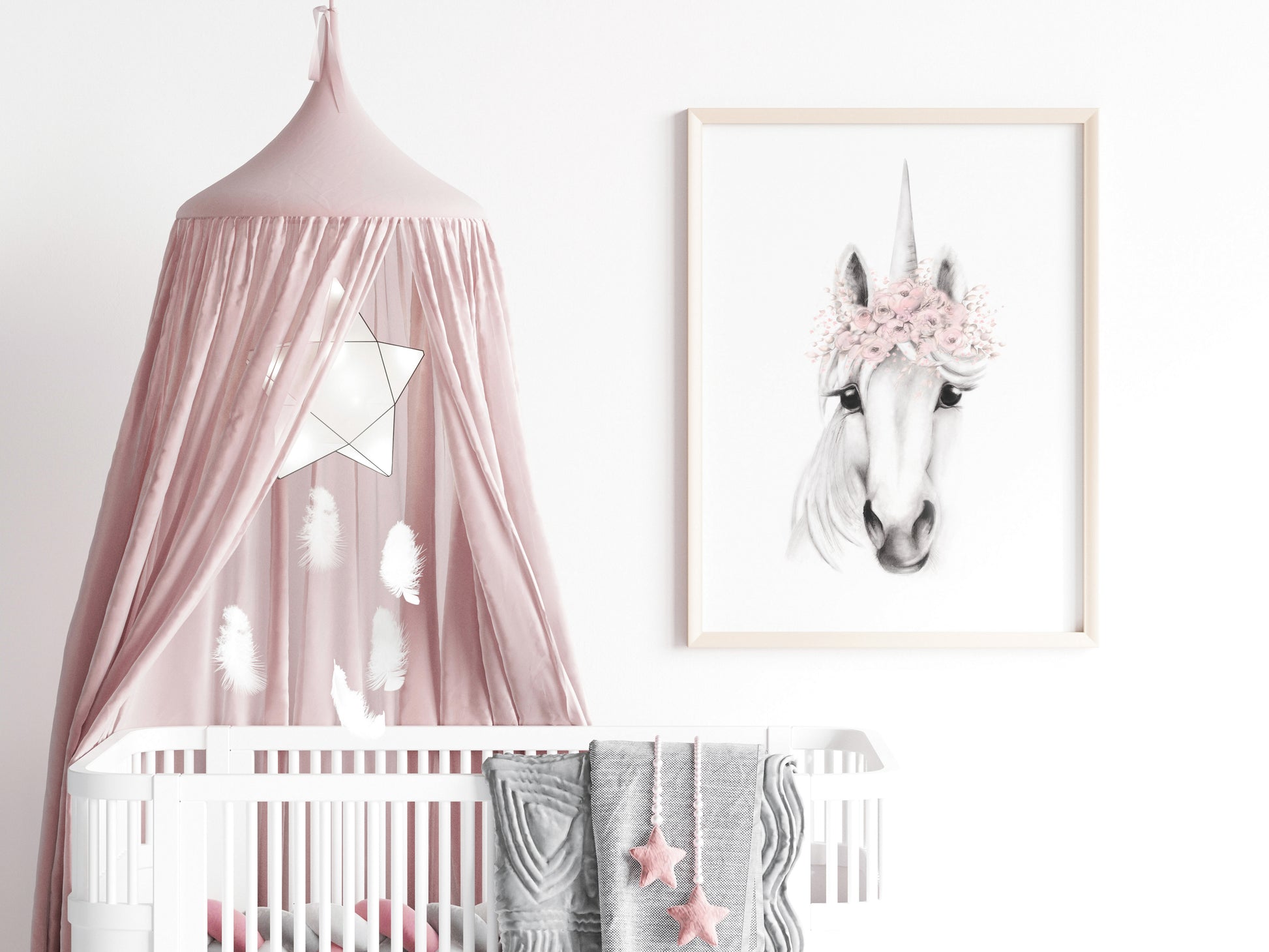 Unicorn with Blush Flower Crown Print- Studio Q - Art by Nicky Quartermaine Scott