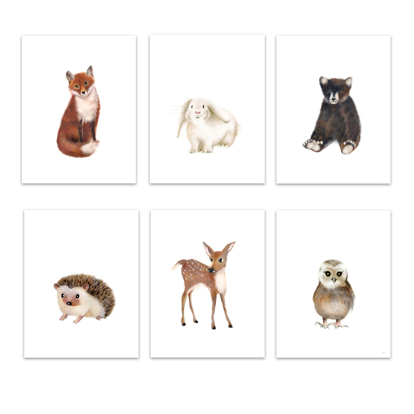Woodland Nursery Art Set of 6 Prints - Studio Q - Art by Nicky Quartermaine Scott